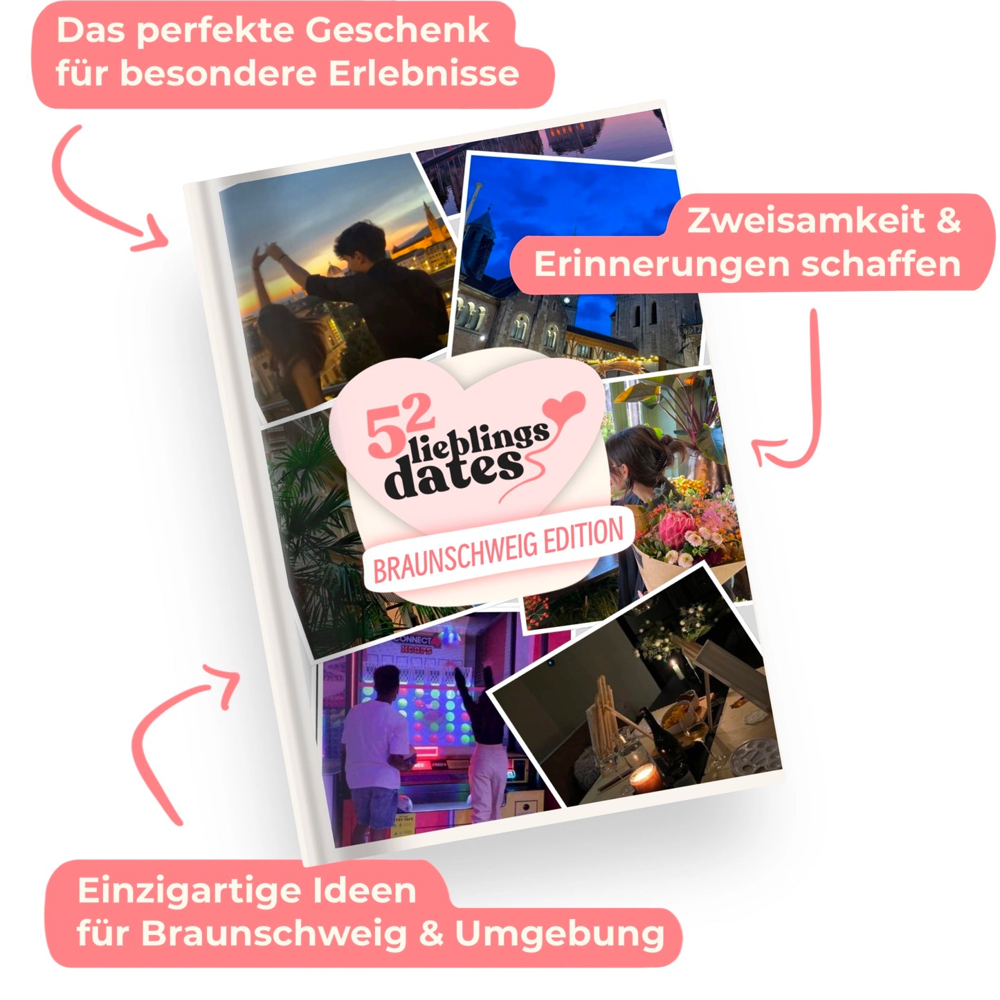 Das Buch 52 Date Ideen für Braunschweig. Ein kreatives Geschenk für Paare mit drei klaren Vorteilen: regionale Tipps, keine Planung nötig und für jedes Budget.