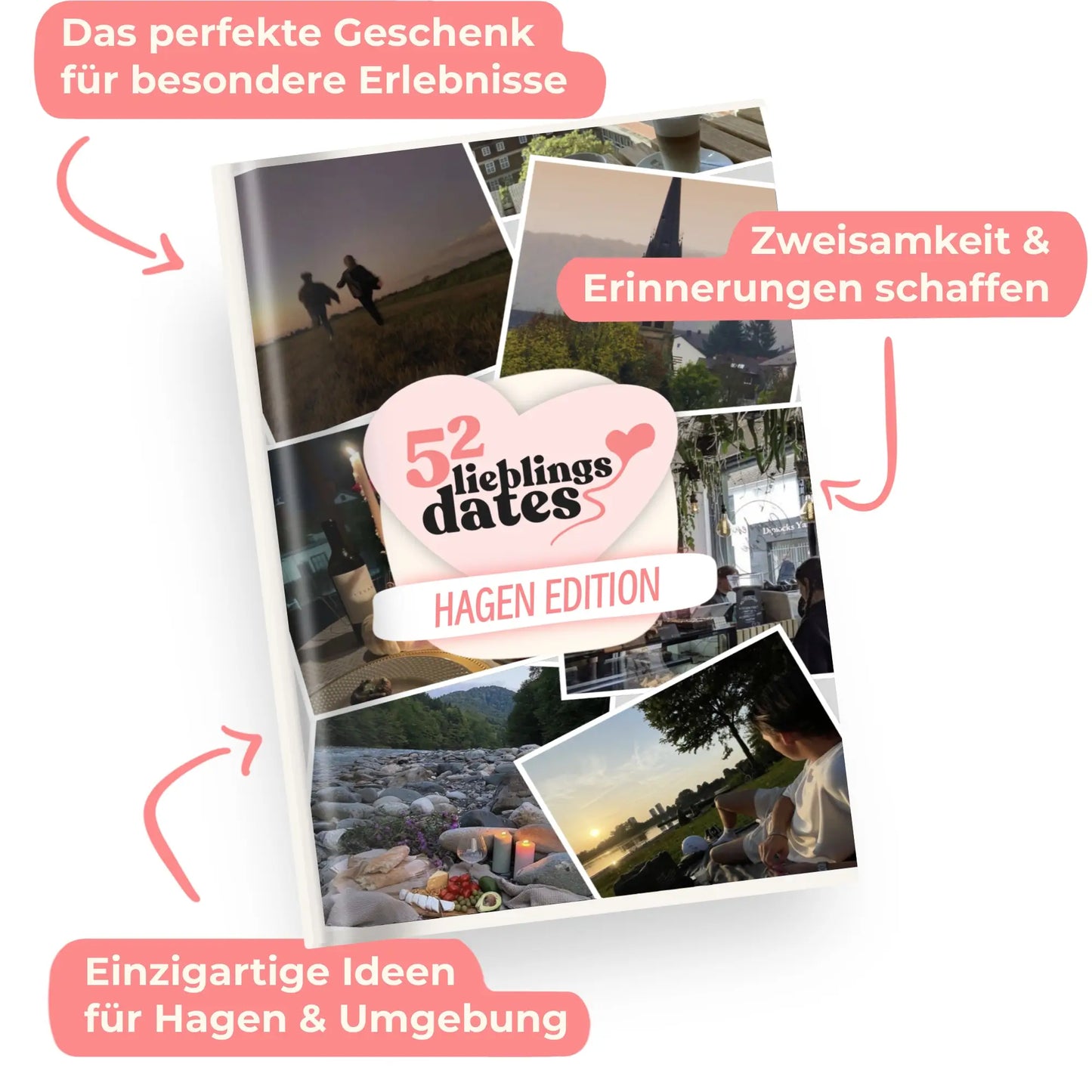 Das Buch 52 Date Ideen für Hagen. Ein kreatives Geschenk für Paare mit drei klaren Vorteilen: regionale Tipps, keine Planung nötig und für jedes Budget.