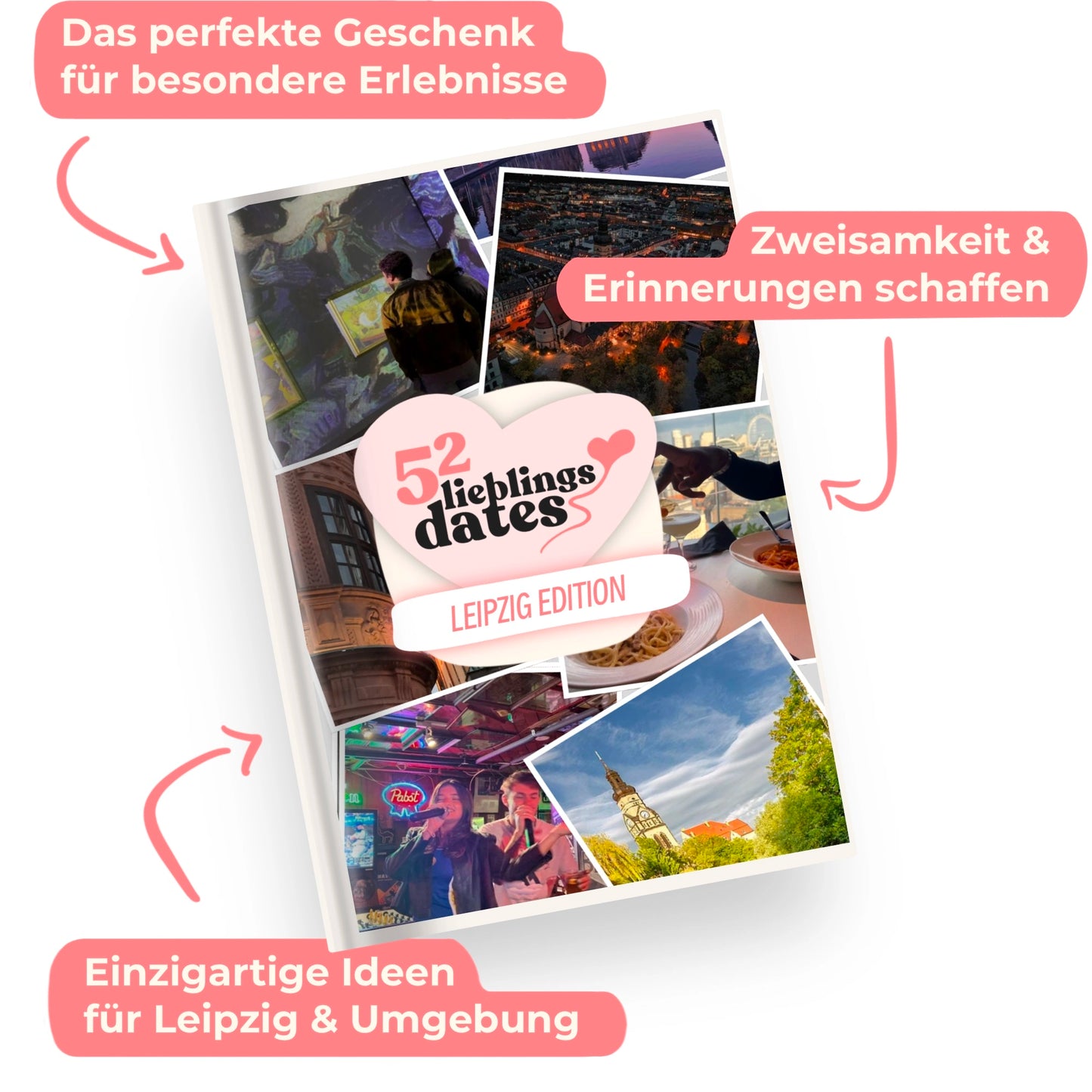 Das Buch 52 Date Ideen für Leipzig. Ein kreatives Geschenk für Paare mit drei klaren Vorteilen: regionale Tipps, keine Planung nötig und für jedes Budget.