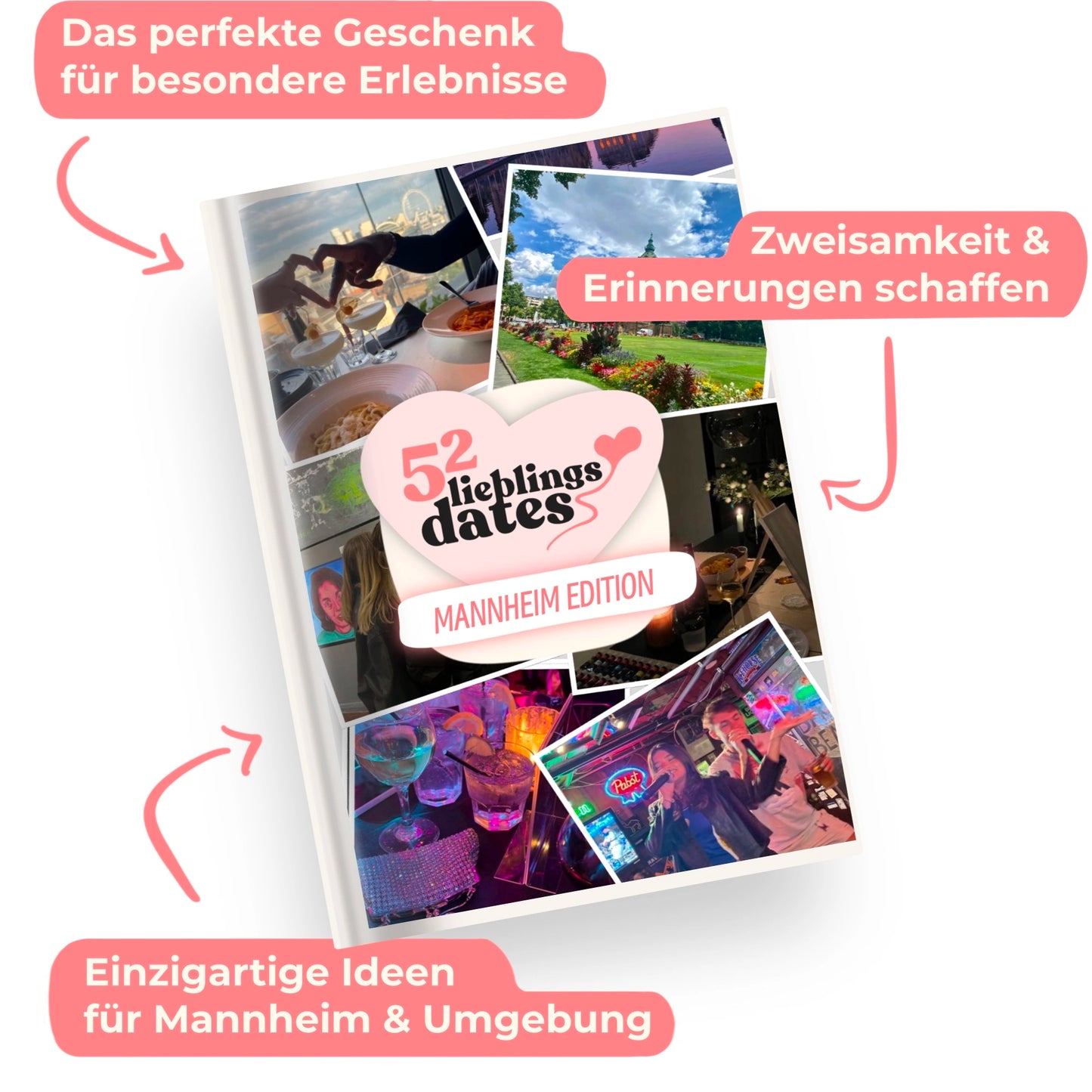 Das Buch 52 Date Ideen für Mannheim. Ein kreatives Geschenk für Paare mit drei klaren Vorteilen: regionale Tipps, keine Planung nötig und für jedes Budget.