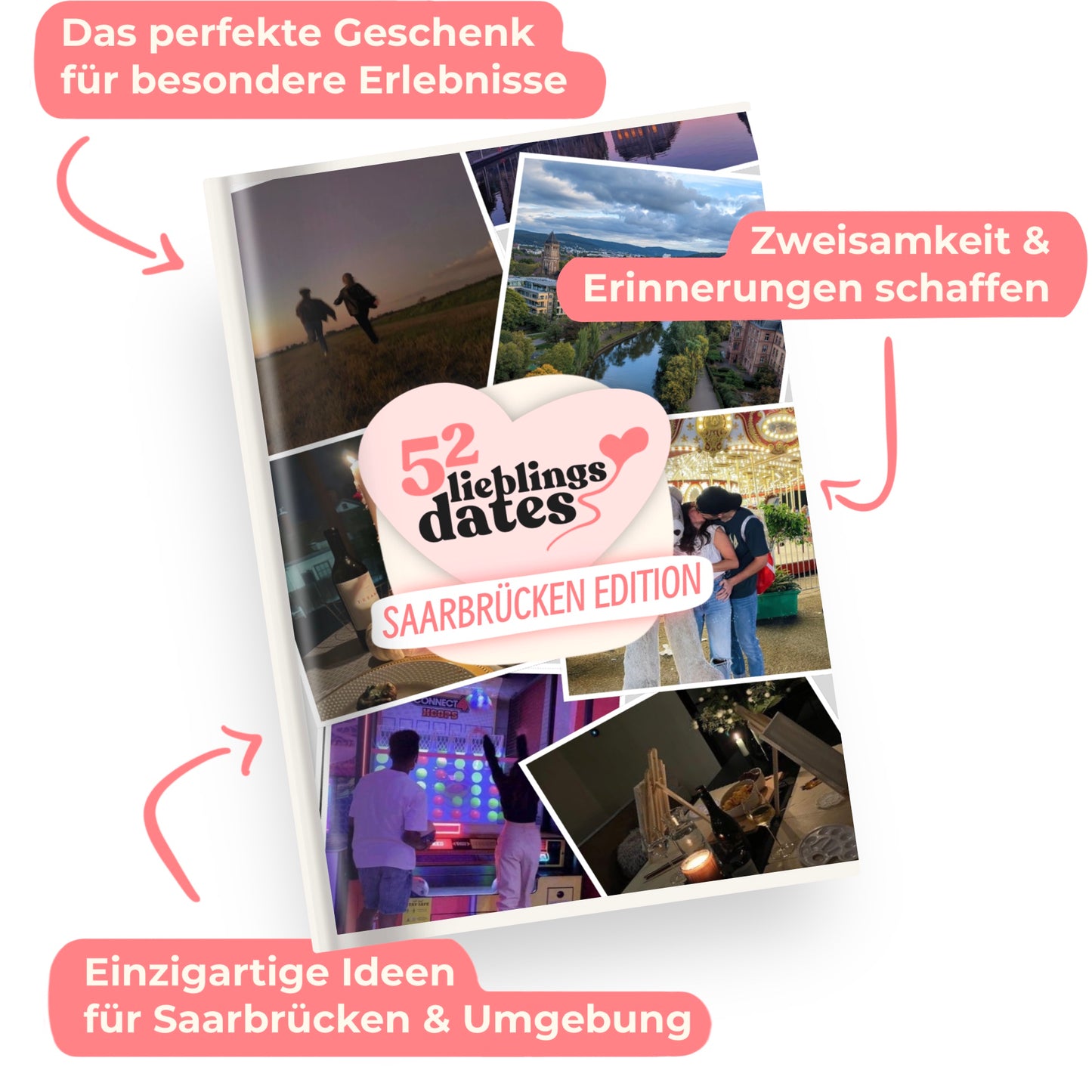 Das Buch 52 Date Ideen für Saarbrücken. Ein kreatives Geschenk für Paare mit drei klaren Vorteilen: regionale Tipps, keine Planung nötig und für jedes Budget.
