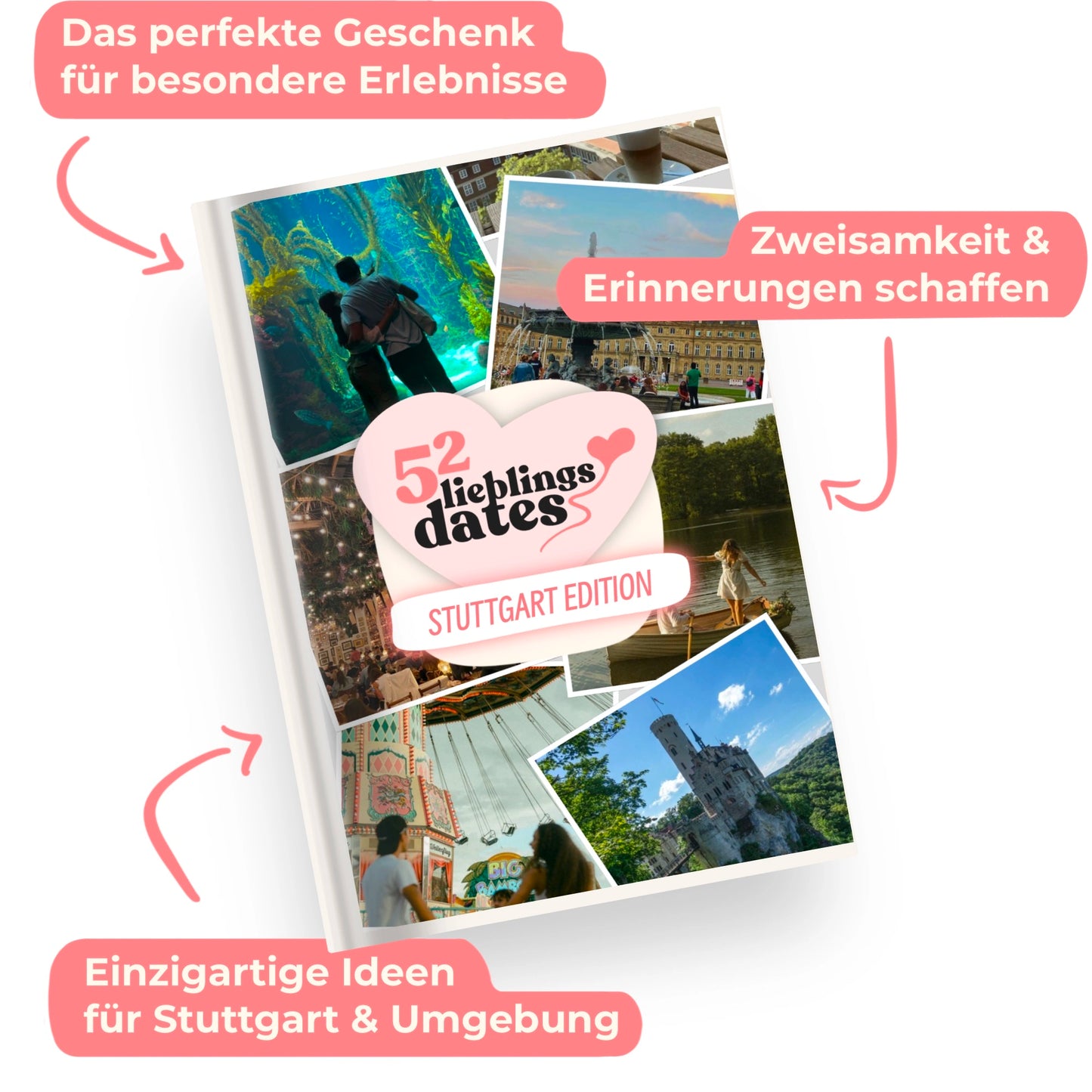 Das Buch 52 Date Ideen für Stuttgart. Ein kreatives Geschenk für Paare mit drei klaren Vorteilen: regionale Tipps, keine Planung nötig und für jedes Budget.