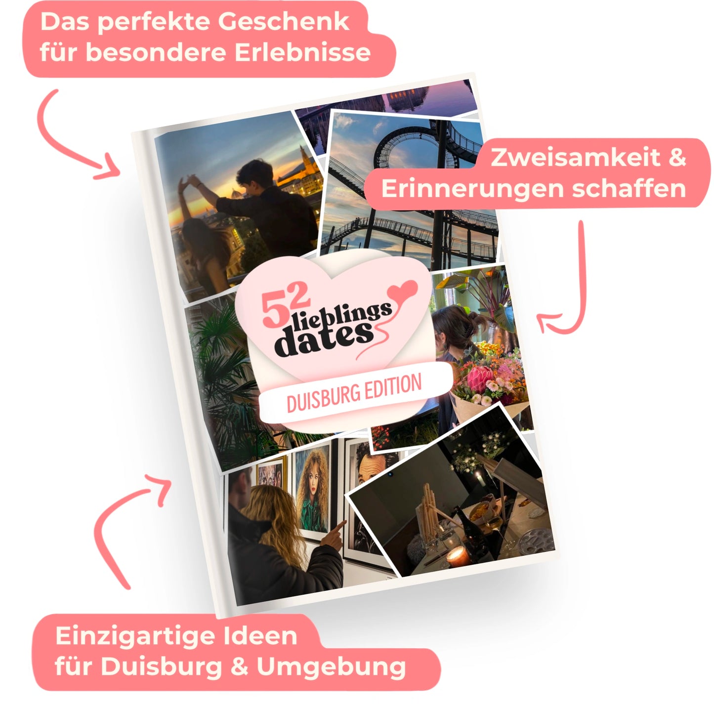 Das Buch 52 Date Ideen für Duisburg. Ein kreatives Geschenk für Paare mit drei klaren Vorteilen: regionale Tipps, keine Planung nötig und für jedes Budget.