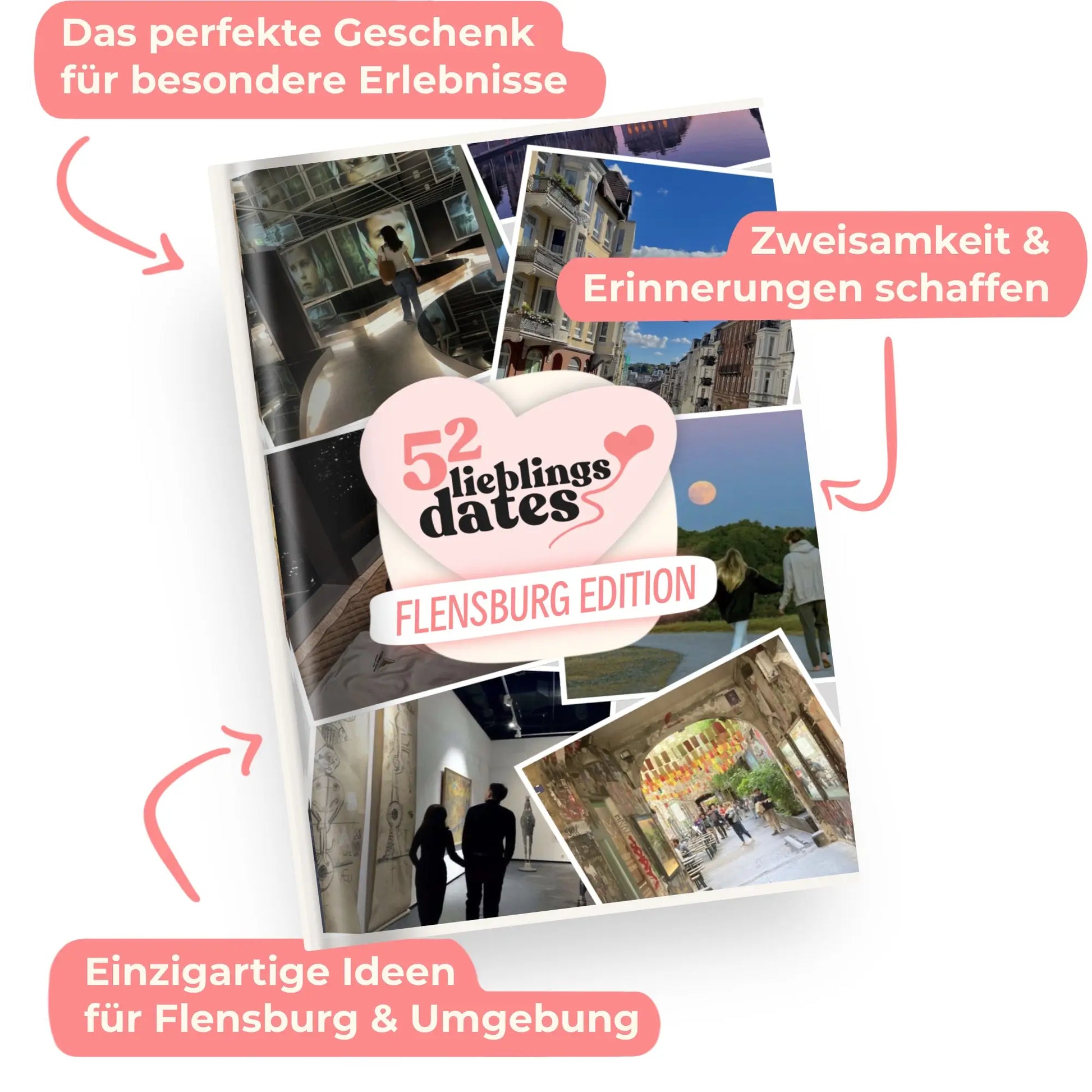 Das Buch 52 Date Ideen für Flensburg. Ein kreatives Geschenk für Paare mit drei klaren Vorteilen: regionale Tipps, keine Planung nötig und für jedes Budget.