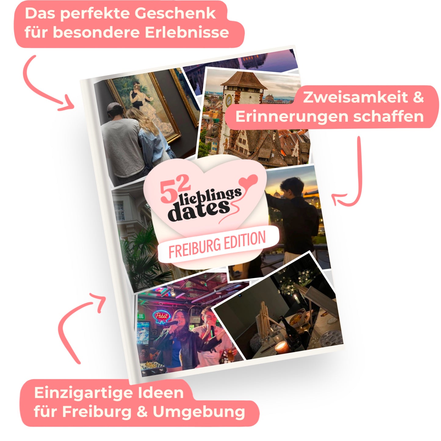 Das Buch 52 Date Ideen für Freiburg. Ein kreatives Geschenk für Paare mit drei klaren Vorteilen: regionale Tipps, keine Planung nötig und für jedes Budget.