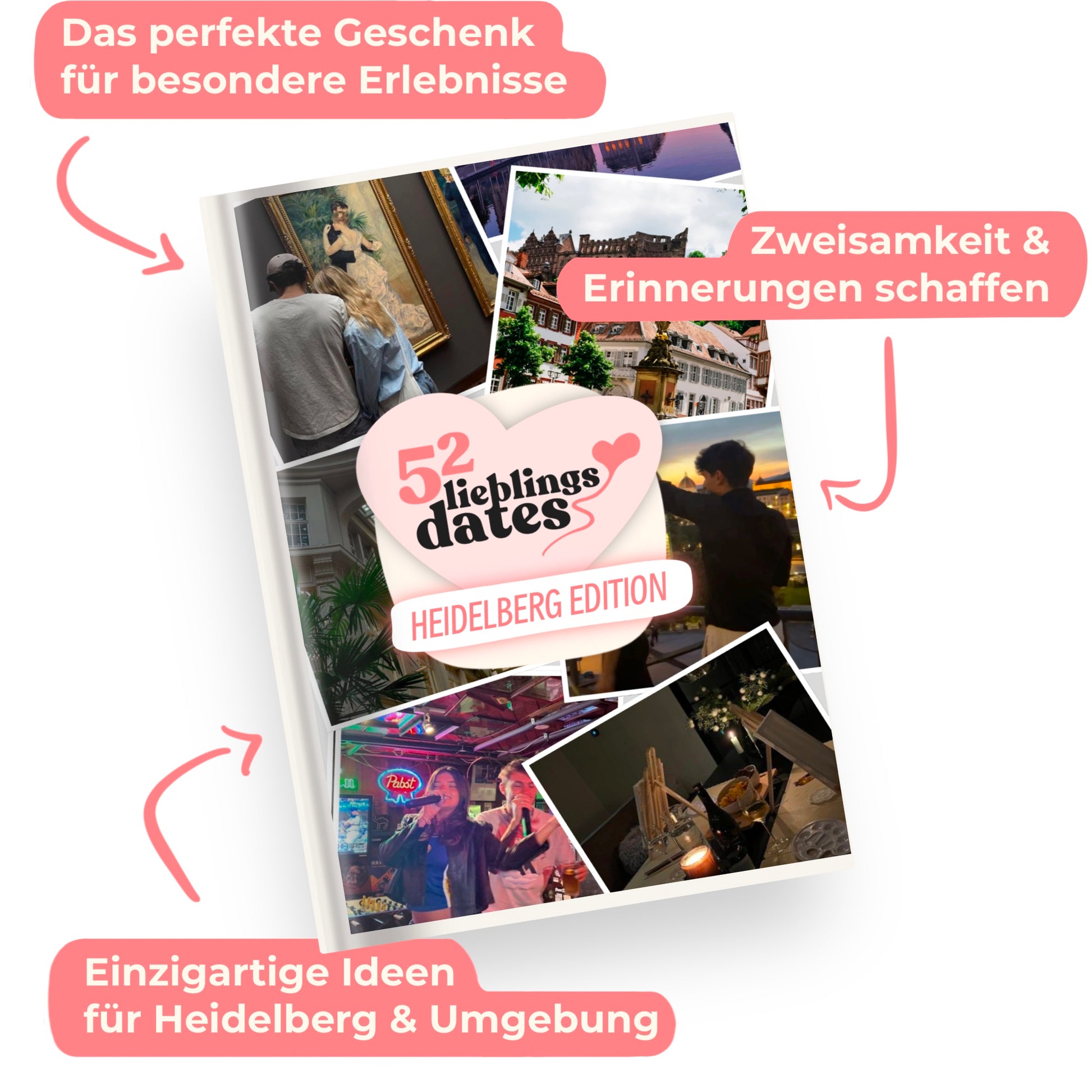 Das Buch 52 Date Ideen für Heidelberg. Ein kreatives Geschenk für Paare mit drei klaren Vorteilen: regionale Tipps, keine Planung nötig und für jedes Budget.