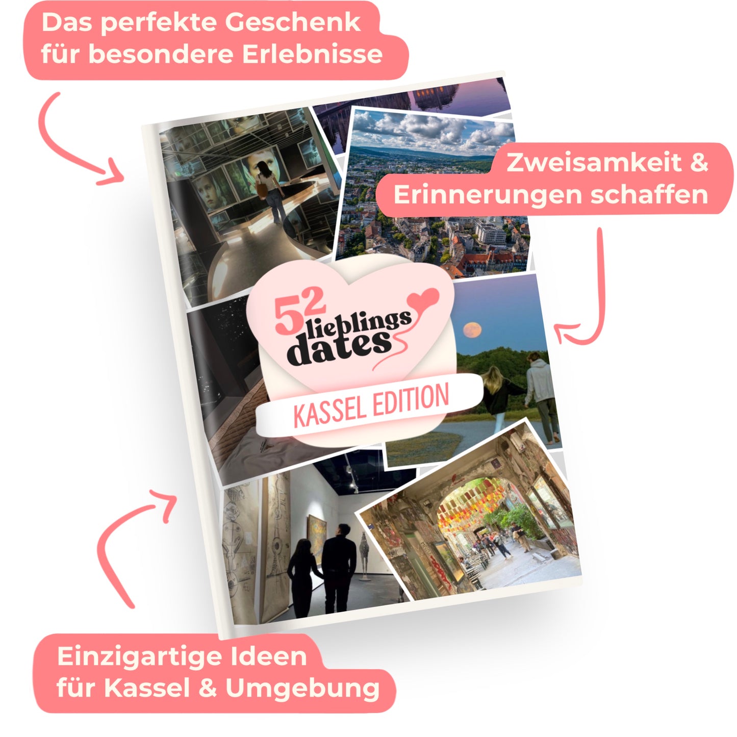 Das Buch 52 Date Ideen für Kassel. Ein kreatives Geschenk für Paare mit drei klaren Vorteilen: regionale Tipps, keine Planung nötig und für jedes Budget.