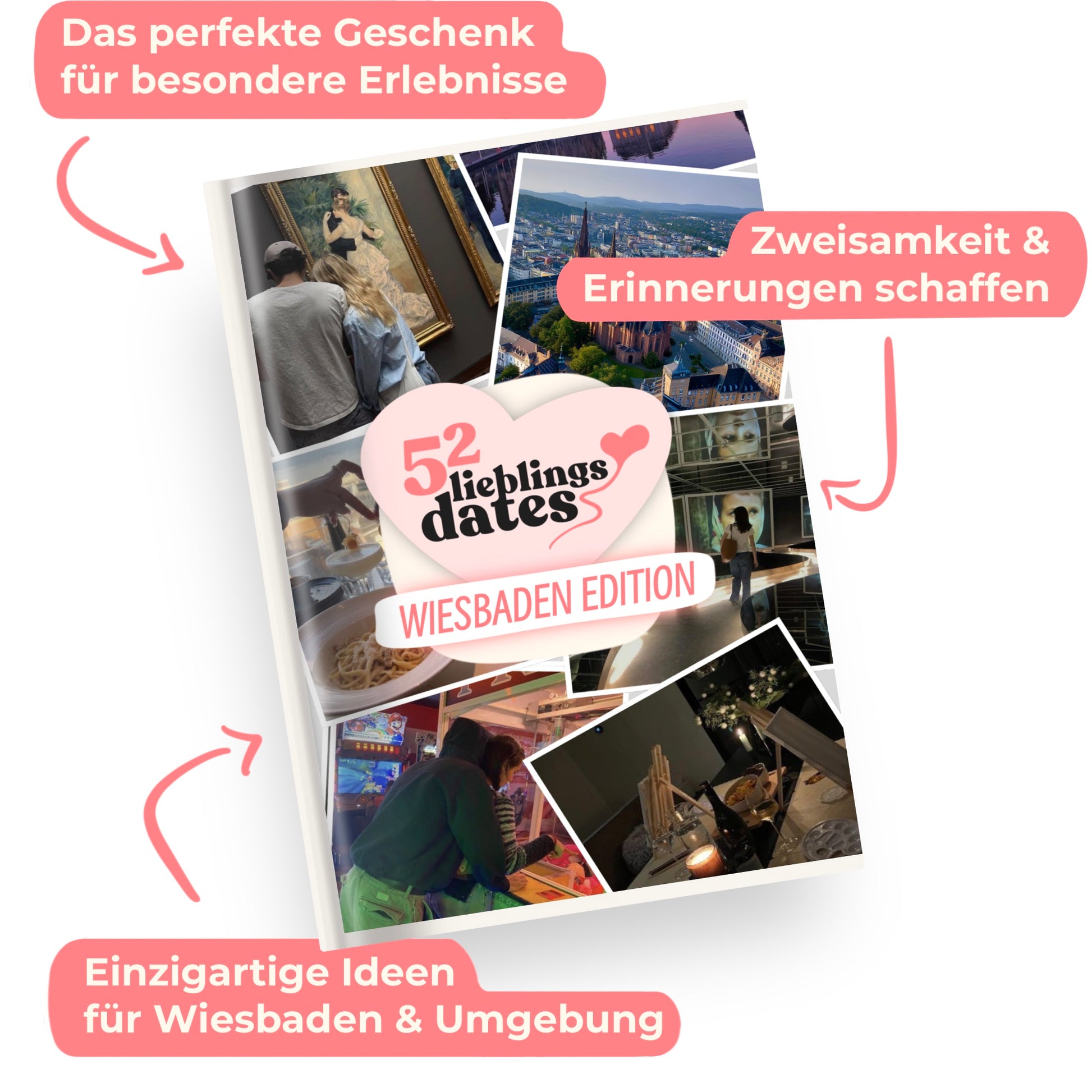 Das Buch 52 Date Ideen für Wiesbaden. Ein kreatives Geschenk für Paare mit drei klaren Vorteilen: regionale Tipps, keine Planung nötig und für jedes Budget.