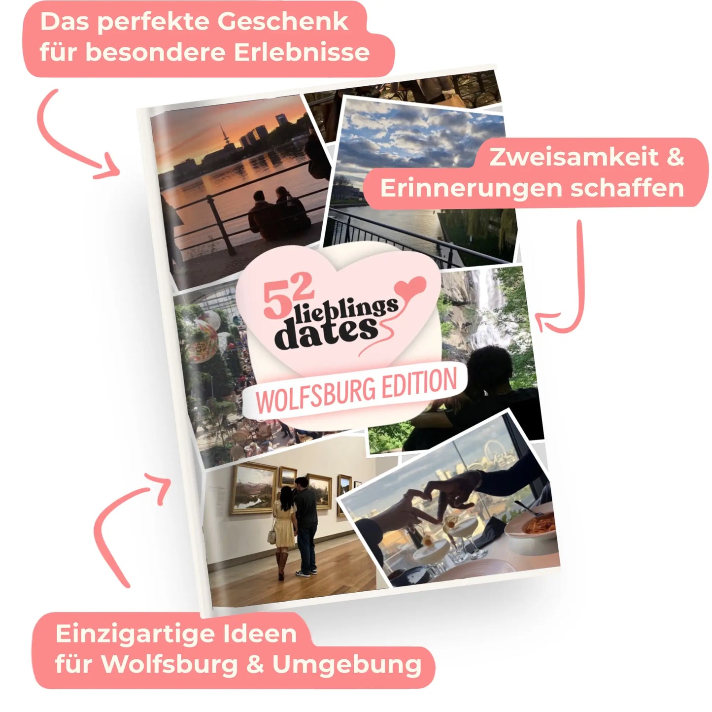 Das Buch 52 Date Ideen für Wolfsburg. Ein kreatives Geschenk für Paare mit drei klaren Vorteilen: regionale Tipps, keine Planung nötig und für jedes Budget.