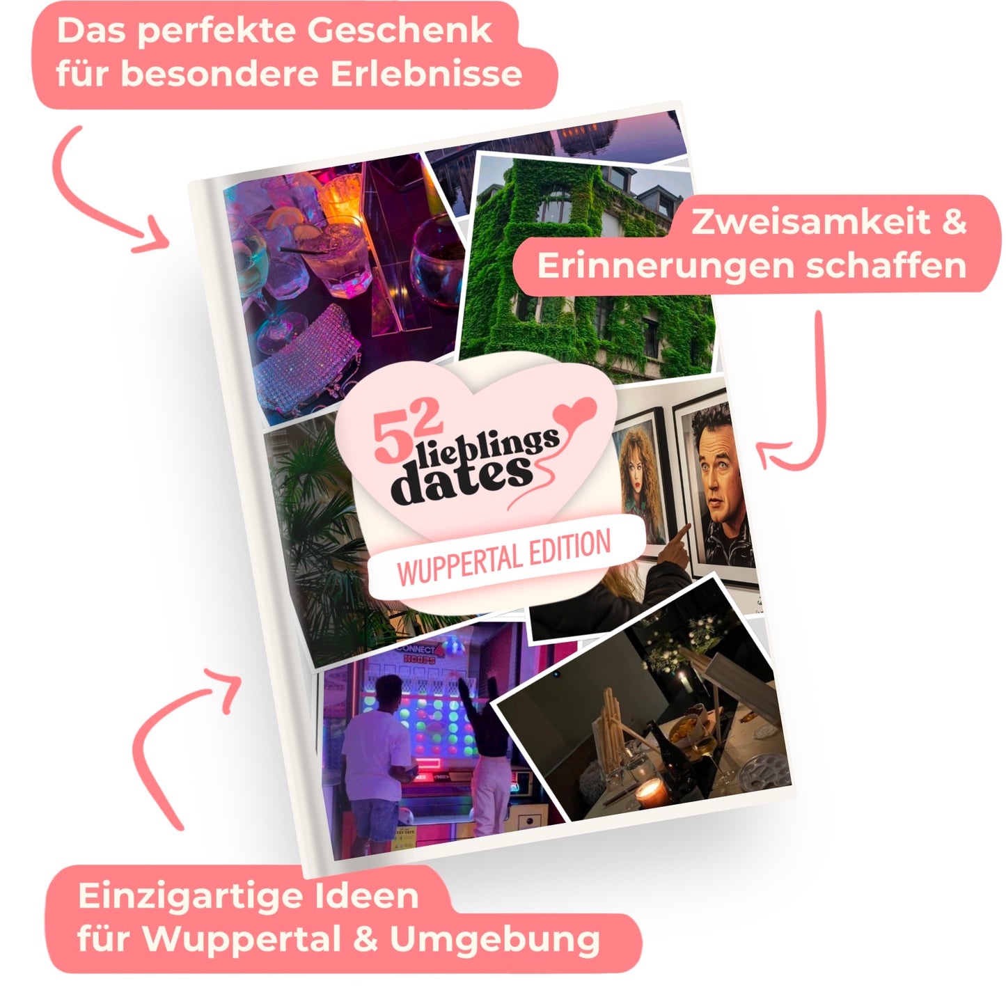 Das Buch 52 Date Ideen für Wuppertal. Ein kreatives Geschenk für Paare mit drei klaren Vorteilen: regionale Tipps, keine Planung nötig und für jedes Budget.