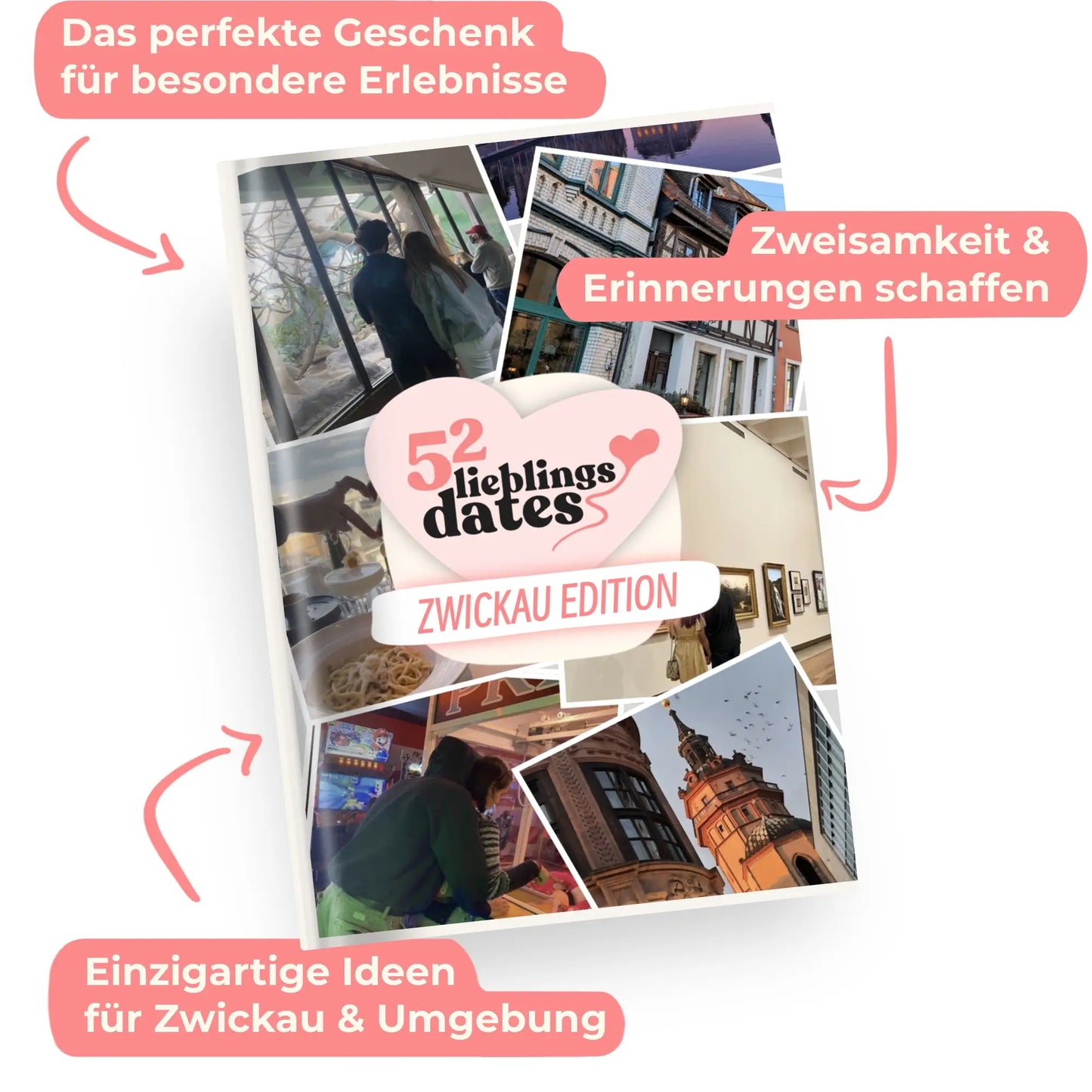 Das Buch 52 Date Ideen für Zwickau. Ein kreatives Geschenk für Paare mit drei klaren Vorteilen: regionale Tipps, keine Planung nötig und für jedes Budget.